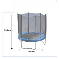 Trampolina Ogrodowa dla Dzieci Dorosłych z Siatką Niebieska 180 x 200