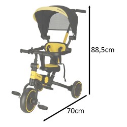 Rowerek Trójkołowy TRIKE FIX V4 dla Dzieci Spacerówka z Daszkiem Żółto