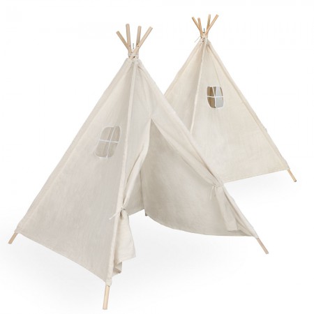 Namiot Indiański TIPI WIGWAM Domek dla Dzieci do Zabawy Lniany 135 cm