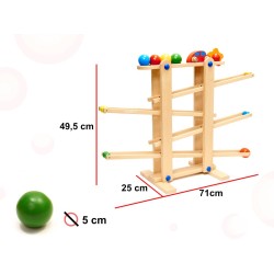 KULODROM Drewniany Montessori XXL Duży Tor Kulkowy dla Dzieci Samochod